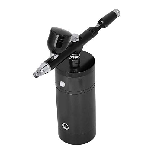 Kit de aerógrafo de pintura con compresor Mini compresor de aire pistola de pulverización portátil para uñas(black)