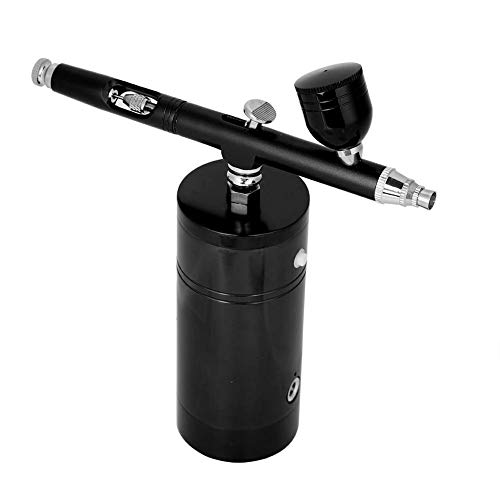 Kit de aerógrafo de pintura con compresor Mini compresor de aire pistola de pulverización portátil para uñas(black)