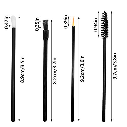 Kit de aplicadores de maquillaje desechables de 100 piezas, varitas de rímel + aplicadores de lápiz labial + pinceles de delineador de ojos, kit de herramientas de pinceles de maquillaje de 4 estilos