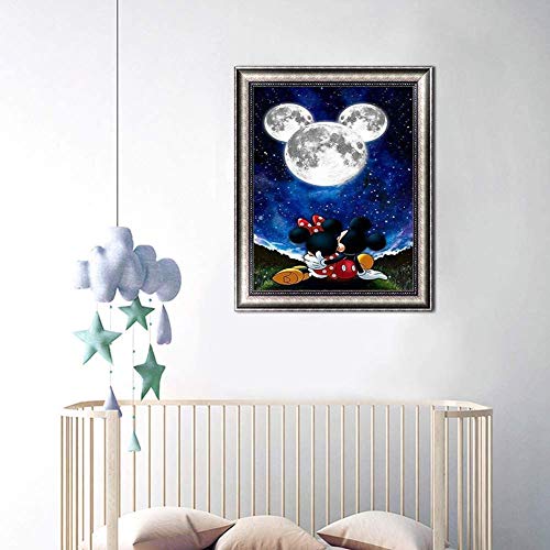 Kit de pintura de diamante 5D para adultos, con perforaciones completas, diamantes de imitación, para decoración de la pared del hogar - B Mickey Minnie