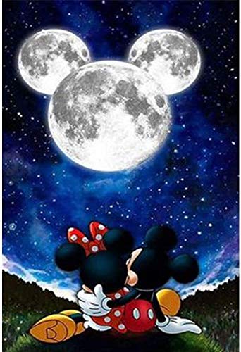 Kit de pintura de diamante 5D para adultos, con perforaciones completas, diamantes de imitación, para decoración de la pared del hogar - B Mickey Minnie