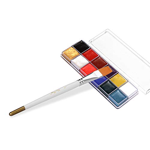 Kit de pintura facial para niños,Entweg Pintura de la cara con aceite sólido Kit de pintura de pigmento de pigmento con 6 pinceles Pincel Brocha Pintura corporal y facial de forma segura Pintura