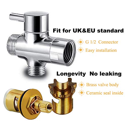 Kit de rociador de bidé de mano, acero inoxidable Shattaf Douche Muslim ducha spray con manguera bidé válvula soporte para inodoro, baño de mascotas, higiene personal