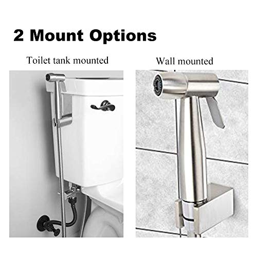Kit de rociador de bidé de mano, acero inoxidable Shattaf Douche Muslim ducha spray con manguera bidé válvula soporte para inodoro, baño de mascotas, higiene personal