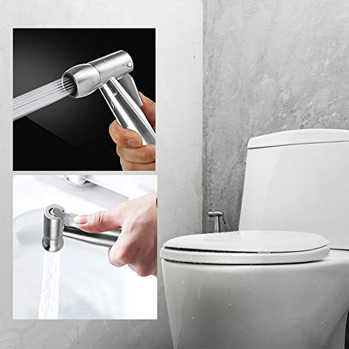 Kit de rociador de bidé de mano, acero inoxidable Shattaf Douche Muslim ducha spray con manguera bidé válvula soporte para inodoro, baño de mascotas, higiene personal