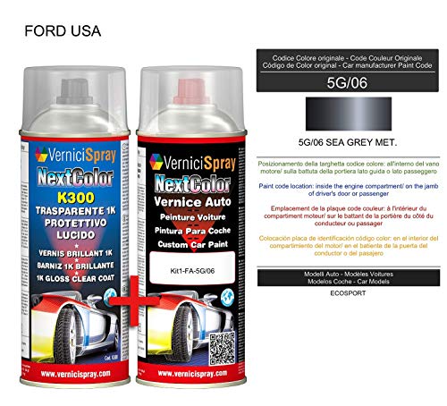 Kit Spray Pintura Coche Aerosol 5G/06 SEA GREY MET. - Kit de retoque de pintura carrocería en spray 400 ml producido por VerniciSpray