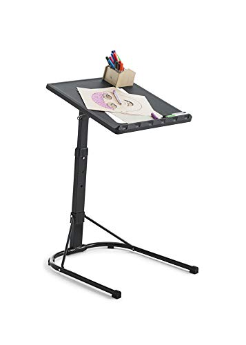 Kithome Multitable - Mesa Auxiliar Plegable con Altura Ajustable, Negro, 43x43x63/68/73cm