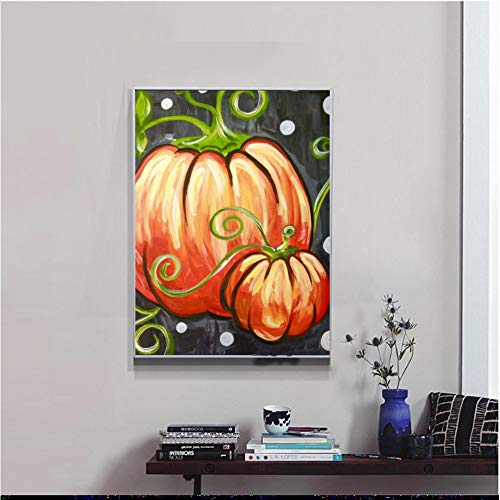 Kits de pintura de diamante para adultos, kits de diamante 5D con taladro redondo completo gran decoración para el hogar, oficina, cocina Halloween calabaza de 30 x 39,9 cm por Greatminer