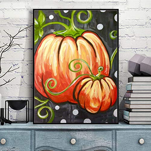 Kits de pintura de diamante para adultos, kits de diamante 5D con taladro redondo completo gran decoración para el hogar, oficina, cocina Halloween calabaza de 30 x 39,9 cm por Greatminer