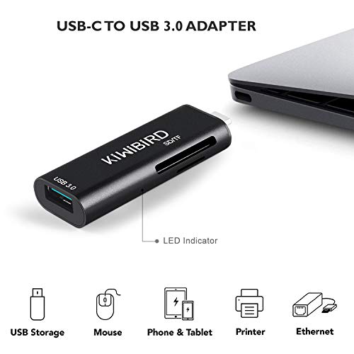 KiWiBiRD Tipo C SD/Micro SD/TF Lector de Tarjetas, Adaptador USB-C a USB 3.0 HUB Compatible con MacBook, MacBook Pro/Air, iMac, Surface GO, Galaxy S9/S10/Note 9/Tab S4/S5e, HUAWEI Mate 20/P30 y más
