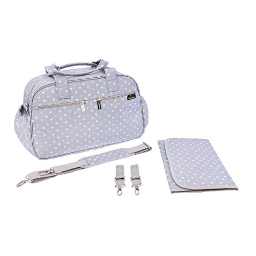Kiwisac Trendy Grey Palmira Azul Bolso Maternal Unisex con un Diseño Original y Divertido/Bolsa de Mamá con Cambiador Bandolera Ajustable, Color Gris, 44x18x27 cm