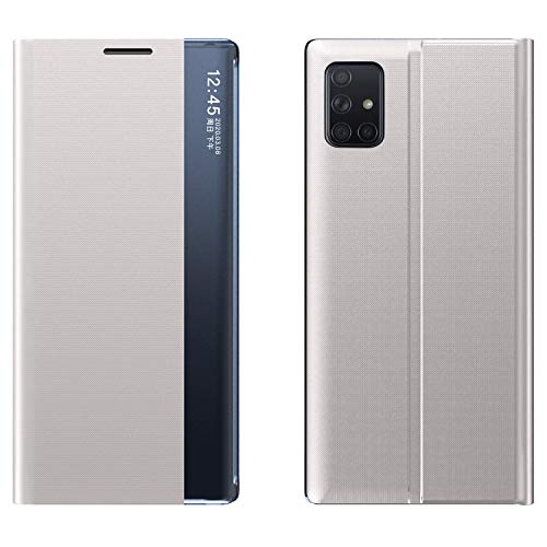 Kkkie - Funda para Samsung Galaxy A71, funda Smart Clear View Cover de piel con tapa y función atril