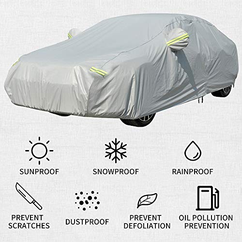 KKmoon Funda Exterior de Coche, Cubierta de Coche Impermeable Anti-UV AntiPolvo Resistente al Rasguño, Lluvia, y Nieve (490 x 178 x 119cm)