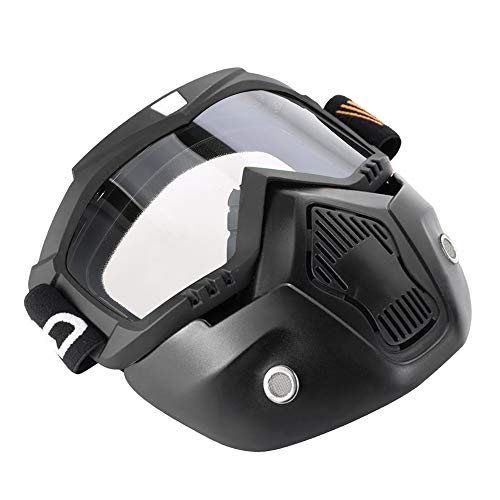 KKmoon Gafas Desmontable Mascara del Moto Filtro de Boca para Cascos Abierto Media Cara de Motocross£¨Negro,Transparente Lente