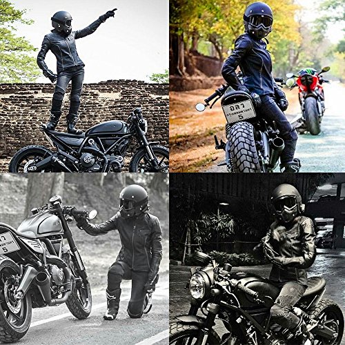 KKmoon Gafas Desmontable Mascara del Moto Filtro de Boca para Cascos Abierto Media Cara de Motocross£¨Negro,Transparente Lente