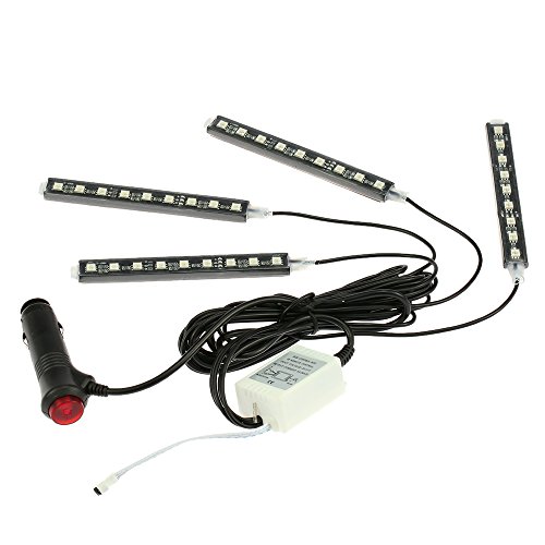 KKmoon Luz Interior Coche con Control Remoto, 4 en 1 Barras Led Coche Interior, Luz de Atmosfera 7 Color RGB