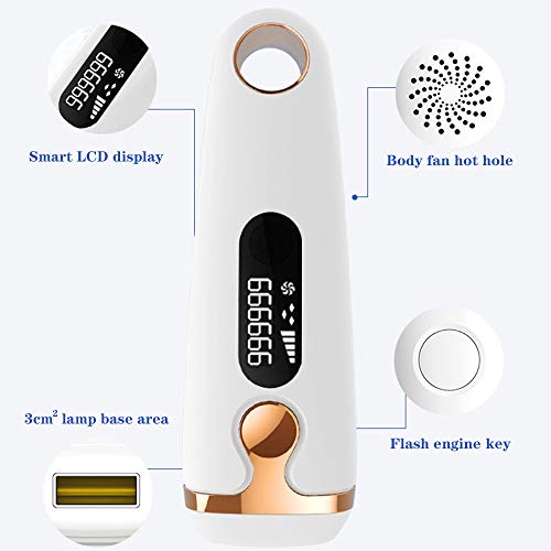KKTECT Depiladora de Luz Pulsada IPL, 2 Modos Depiladora Luz Pulsada con LCD 999999 Flashes, Depilación Permanente del Vello Visible para Hombres y Mujeres