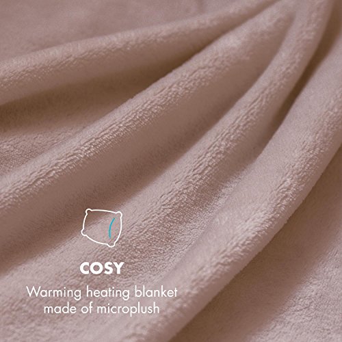 Klarstein Dr. Watson L Manta eléctrica - Frazada eléctrica, Calentador de Cama, 150 x 100 cm, 120 W, 3 Temperaturas, Temporizador, Apto Lavadora, Microfibra, Beige