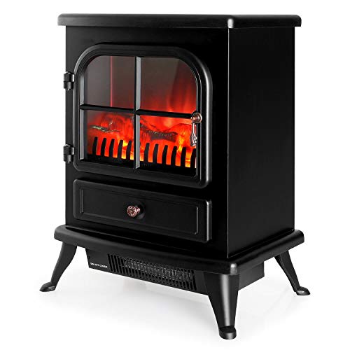 Klarstein St. Moritz - Chimenea eléctrica Virtual, Calefactor, Calefacción Independiente del Calefactor, 1850 W, termostato Ajustable, Libre de Fuego y Humo, leña Decorativa, Negro
