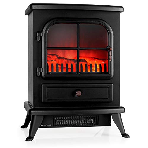Klarstein St. Moritz - Chimenea eléctrica Virtual, Calefactor, Calefacción Independiente del Calefactor, 1850 W, termostato Ajustable, Libre de Fuego y Humo, leña Decorativa, Negro