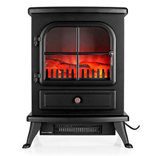 Klarstein St. Moritz - Chimenea eléctrica Virtual, Calefactor, Calefacción Independiente del Calefactor, 1850 W, termostato Ajustable, Libre de Fuego y Humo, leña Decorativa, Negro