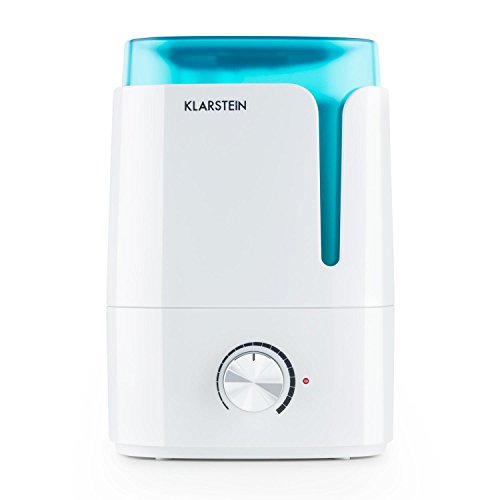 Klarstein Stavanger humidificador de Aire ultrasónico (3,5 L, 300 ml/h sin emisión de Vapor, difusor Aroma, Ambiente Relajante) - Blanco/Turquesa