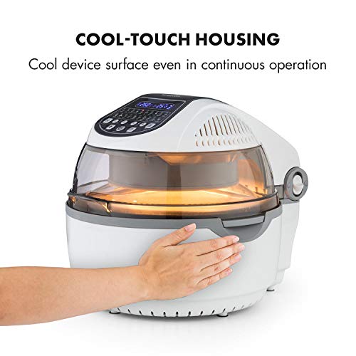 Klarstein VitAir Turbo S Freidora sin aceite - Freir, asar, tostar, 1400W, 10L, 20 programas, Temperatura 50-250 °C, Pantalla LCD, Bloqueo de tapa, Señal acústica, Set de accesorios, Blanco