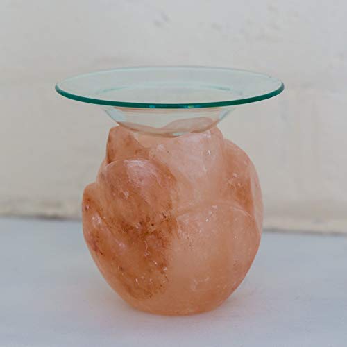 Klass Home Collection® - Quemador de aceite natural del Himalaya, quemador de cera para tartas, calentador de tartas, portavelas, Sal del Himalaya, Rosa cálido., flor