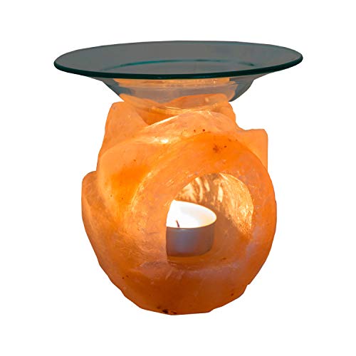 Klass Home Collection® - Quemador de aceite natural del Himalaya, quemador de cera para tartas, calentador de tartas, portavelas, Sal del Himalaya, Rosa cálido., flor