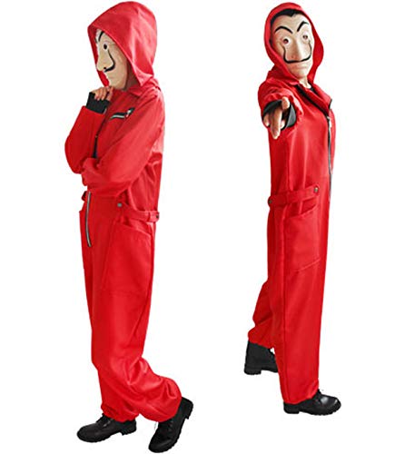 KLCH Unisex Adulto Cosplay Disfraz para La Casa De Papel con Dali máscara (Temporada 3), Dali Partido Mono Jumpsuit para Navidad Carnaval Halloween (175-180cm)