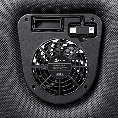 KLIM™ Comfort + Base de refrigeración para portátil + Protégete del Calor y Evita el sobrecalentamiento + Nueva 2020 + Silenciosa y cómoda, Compatible de 10 a 15,6" + Muy Estable + Bajo Ruido