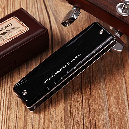 KMDSM Armónica, 10 hoyos C-tono Armónica, recomendado for principiantes, elegante Piano Paint, Piano All-metálico (negro, 10 * 2,7 * 2 cm) (Color : Black)