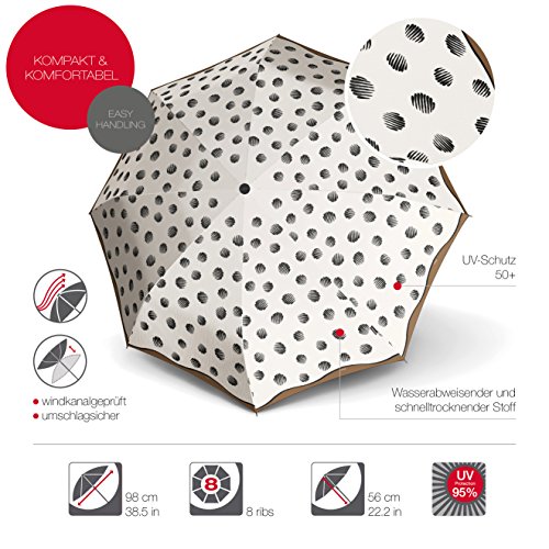 Knirps T.200 Medium Duomatic Comet Creme UV protection Paraguas clásico, 94 cm, Beige (Creme)