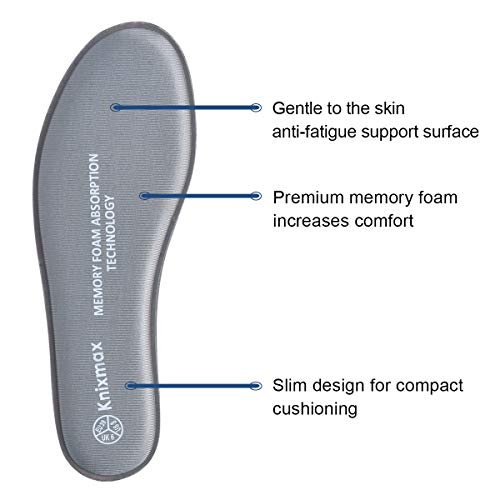 Knixmax Plantillas Memory Foam para Zapatos de Mujer, Plantillas Confort Amortiguadoras Cómodas y Flexibles para Trabajo, Deportes, Caminar, Senderismo,Gris 39EU