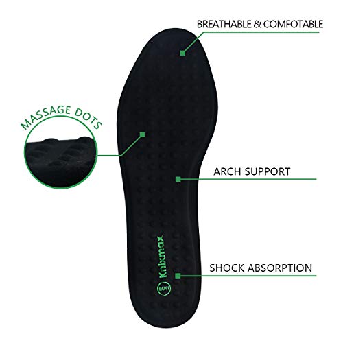 Knixmax Plantillas Memory Foam para Zapatos de Mujer y Hombre, Plantillas Confort Amortiguadoras Cómodas y Flexibles para Trabajo, Deportes, Caminar, Senderismo, 43 EU Negro Gel