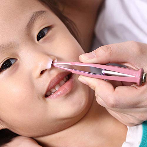 KOBWA Pinzas para la Nariz del bebé, Pinzas de Limpieza para la Nariz con luz LED, Herramienta de Clip para Limpieza de Nariz y Orejas de bebé