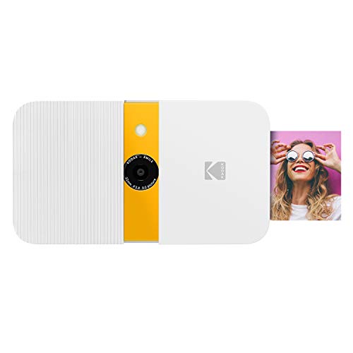 KODAK Smile Cámara Digital impresión instantánea - Cámara de 10 MP deslizable con Impresora Zink 2x3, Pantalla, Enfoque Fijo, Flash automático y edición de Fotos - Blanco/ Amarillo
