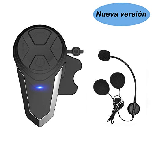 KOEITT BT-S3 Intercomunicador Casco Moto Auriculares Intercomunicador Moto Bluetooth para Motocicletas,Gama Comunicación Intercom de 1000m, Impermeabilidad(1*BT-S3)