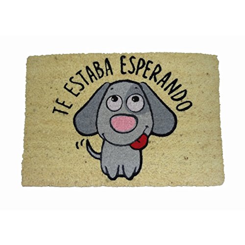 Koko Dormats Felpudo para Entrada de Casa Original, Perro Esperando, Fibra de Coco y PVC, 40x60cm
