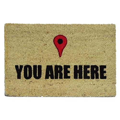 Koko Dormats Felpudo para Entrada de Casa Original, You Are Here, Fibra de Coco y PVC, 40x60cm