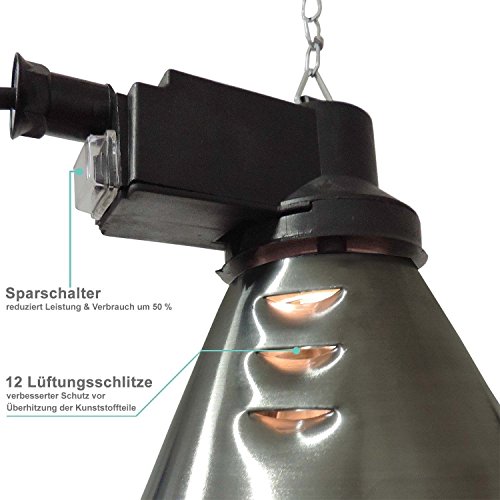 Koll Living - Lámpara de infrarrojos de inyección térmica de 150 W, fabricada en Alemania, con 12 rejillas de ventilación