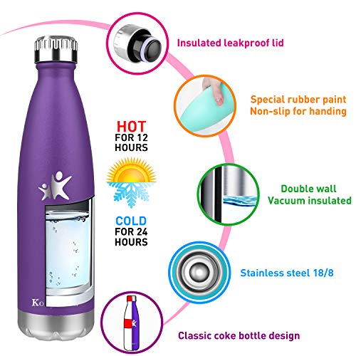 KollyKolla Botella de Agua Acero Inoxidable, Termo Sin BPA Ecológica, Botellas Termica Reutilizable Frascos Térmicos para Niños & Adultos, Deporte, Oficina, Yoga, Ciclismo, (350ml Rosado)