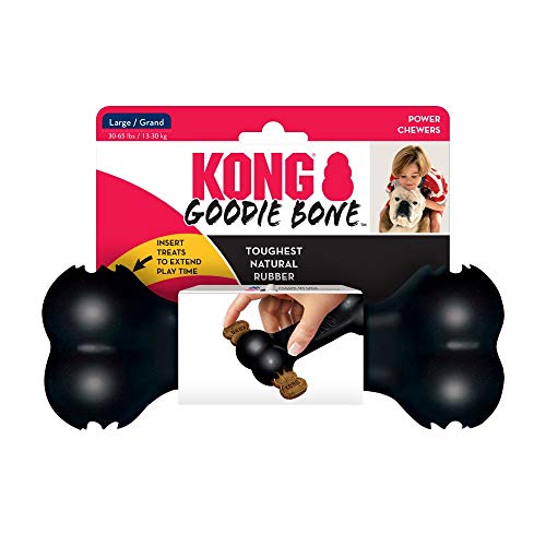KONG - Extreme Goodie Bone - Hueso para Perro de Caucho, mandíbulas potentes, Negro - para Perros Grandes
