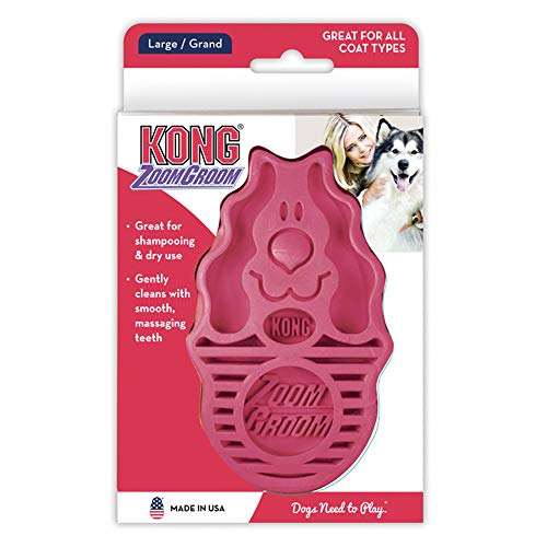 KONG - ZoomGroom - Cepillo para Perro, para peinar y enjabonar - para Perros de Raza Grande (Rojo)