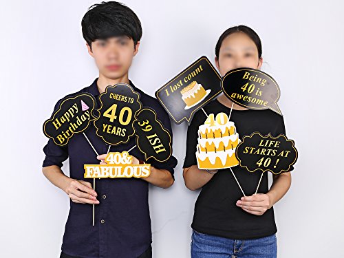 Konsait 40 cumpleaños de la Cabina de Fotos apoyos, 40 cumpleaños Decoracion DIY Photo Booth Props apoya el Kit Unisex para Fiesta de cumpleaños (53 Cuentas)