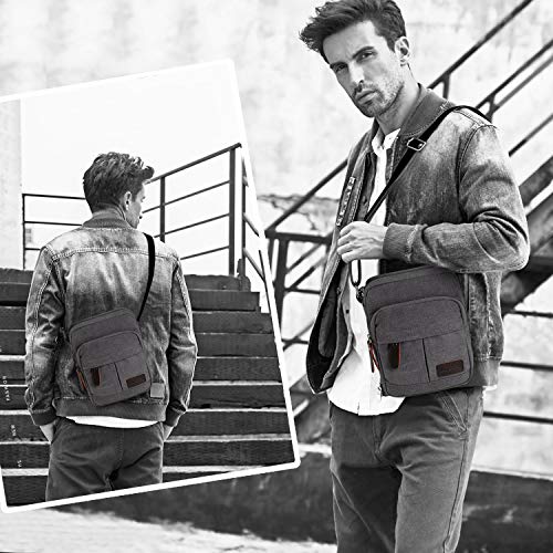 Koolertron Bolso de Hombro de los Hombres Retro Clásico con Cremallera Pequeña Correa Larga Liviana para el Teléfono iPad Mini (Gris, 17.5x21x10 cm)