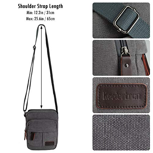 Koolertron Bolso de Hombro de los Hombres Retro Clásico con Cremallera Pequeña Correa Larga Liviana para el Teléfono iPad Mini (Gris, 17.5x21x10 cm)