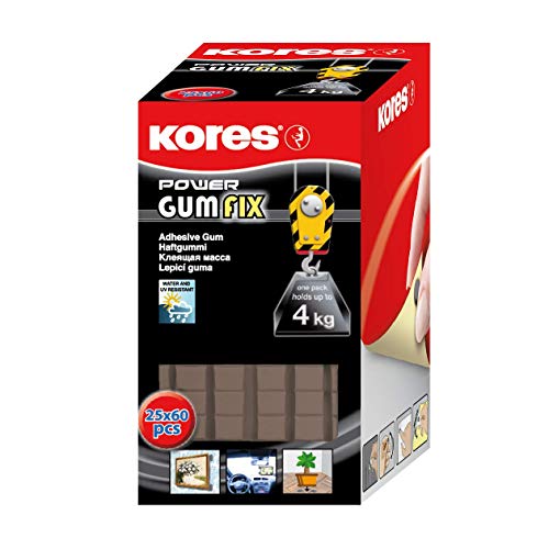 Kores 31604 gumfix Pochette de 60 Pastillas Power pasta adhesiva reutilizable 50 G negro