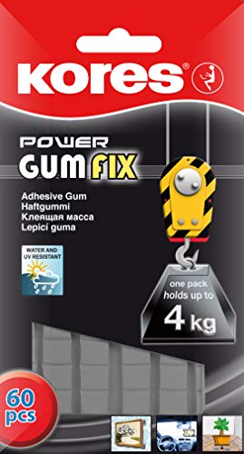 Kores 31604 gumfix Pochette de 60 Pastillas Power pasta adhesiva reutilizable 50 G negro