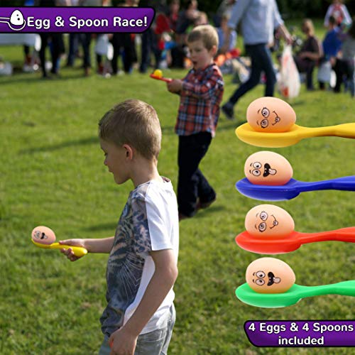 KreativeKraft Juguetes de Jardin para Niños Carrera de Sacos Huevo y Cuchara Carreras 3 Patas Juegos de Fiesta para Niño Niña